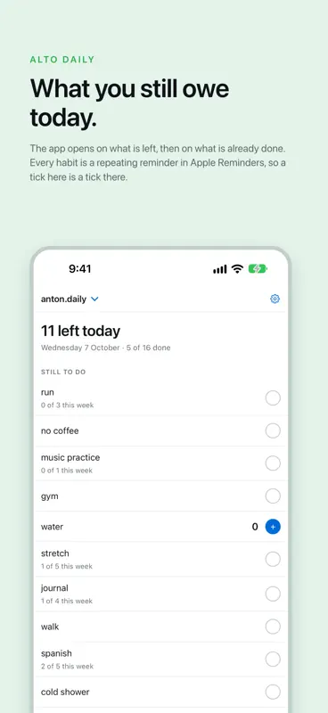 Alto Daily Habit Tracker screenshot 1 of 6