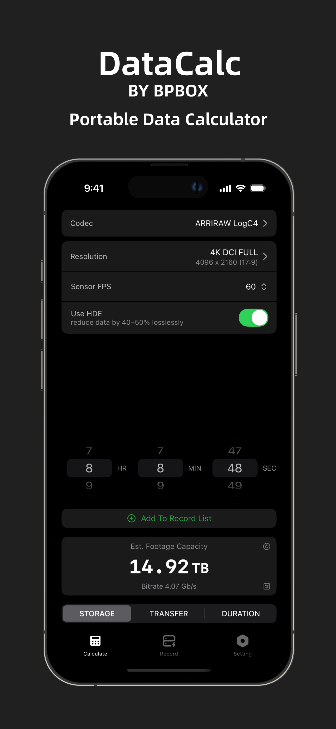 DataCalc by DPBOX: Video Data