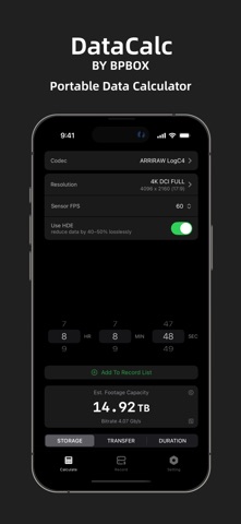DataCalc by DPBOX: Video Data Screenshot 1 of 6