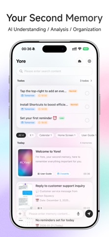 Yore - AI Notes & Reminders Screenshot 1 of 4