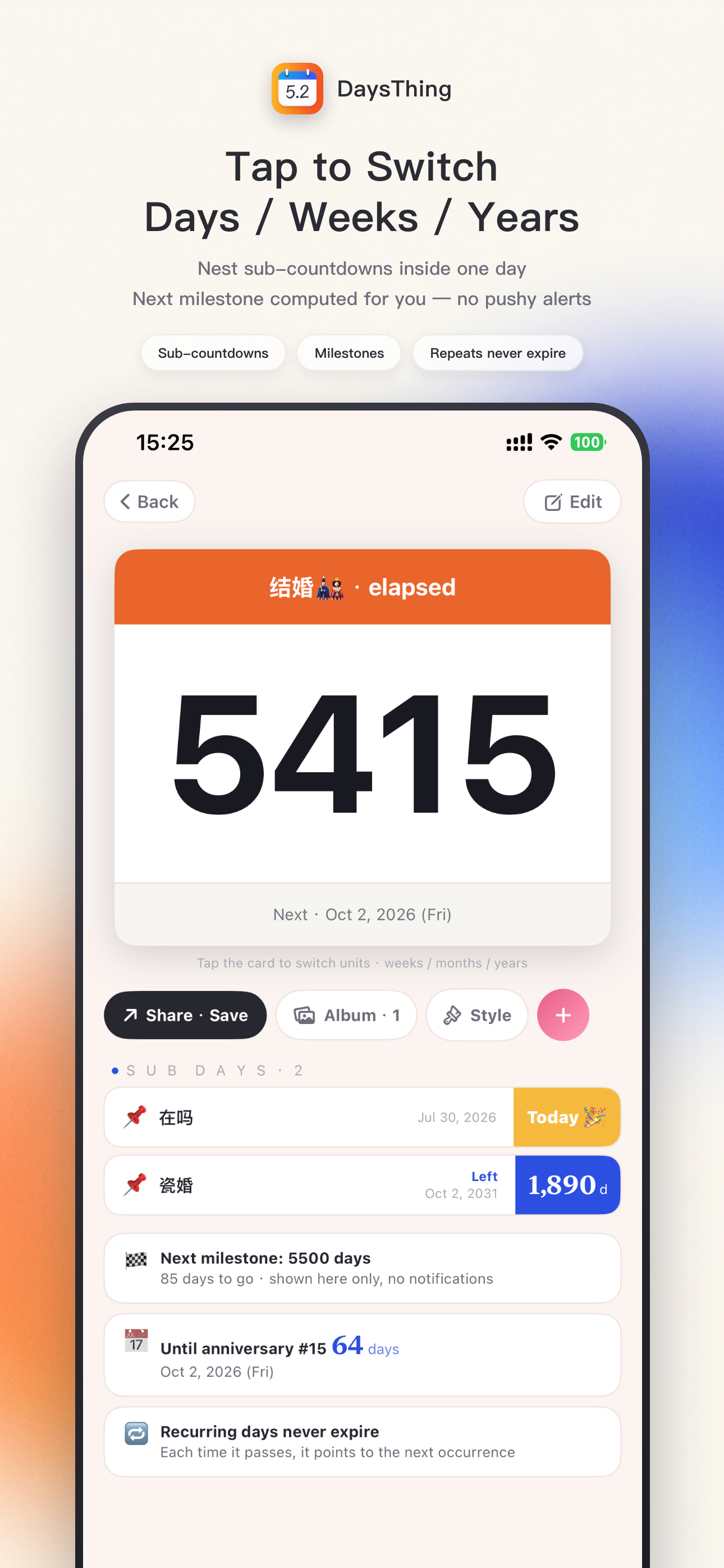 DaysThing - Countdown & Days screenshot 4