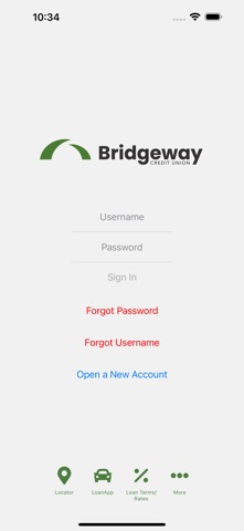 Bridgeway Credit Union Mobile iPhone screenshot