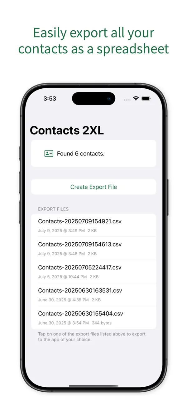 Screenshot #1 pour Contacts2XL