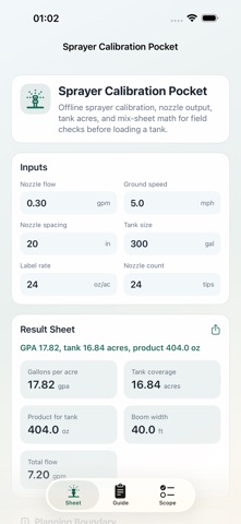 Sprayer Calibration Pocket Screenshot 1 of 5