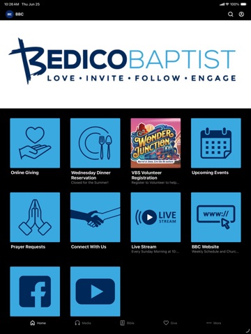 Bedico Baptist Church iPad screenshot