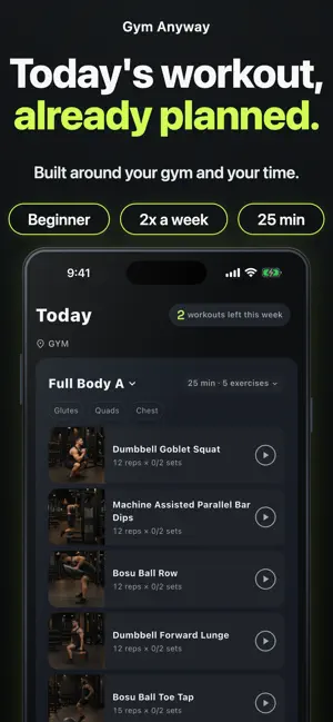 Gym Anyway: Workout Plan & Log screenshot 1
