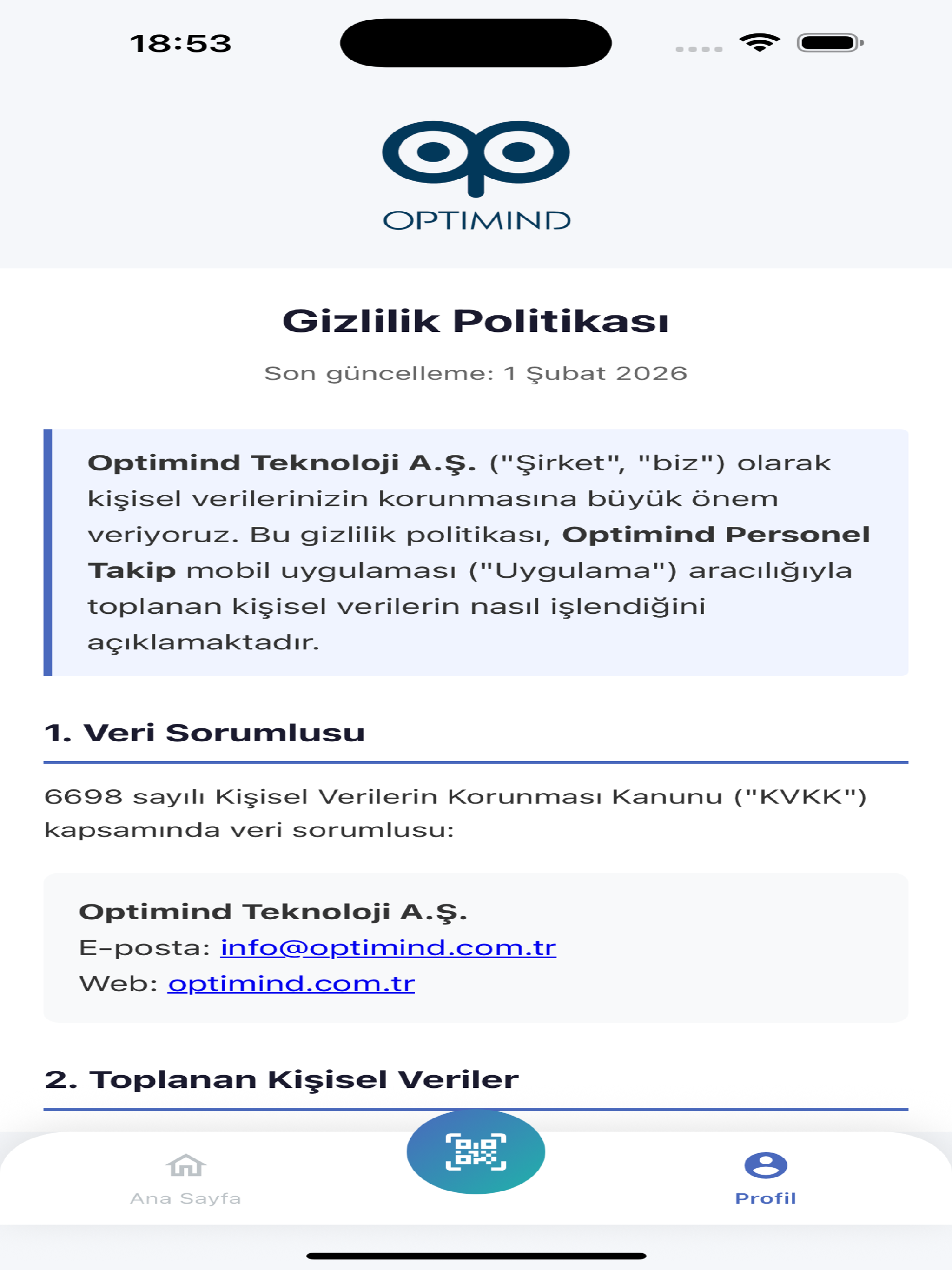 Optimind: QR Takip Sistemi