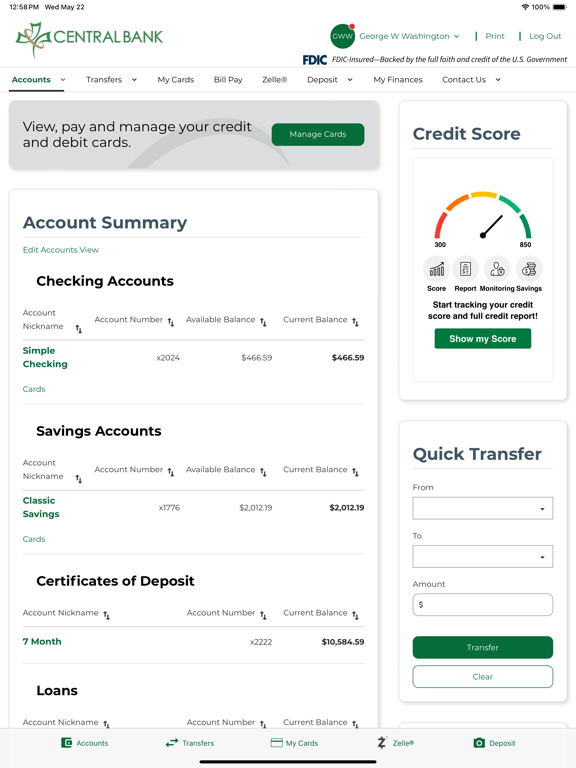 Central Bank Mobile Banking iPad screenshot 2 - Finance app