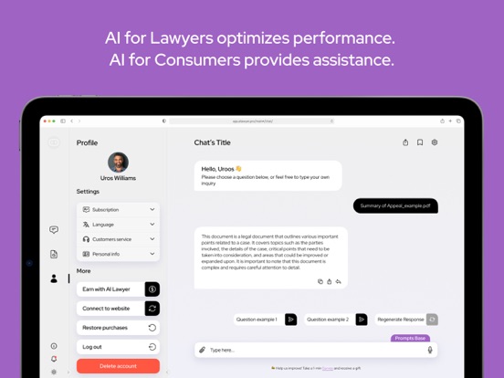 AI Lawyer iPad screenshot