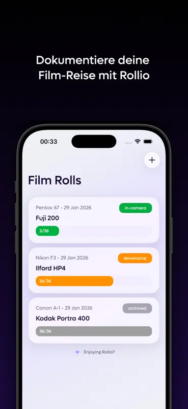 Rollio: Light Meter & Film Log screenshot 1 of 6