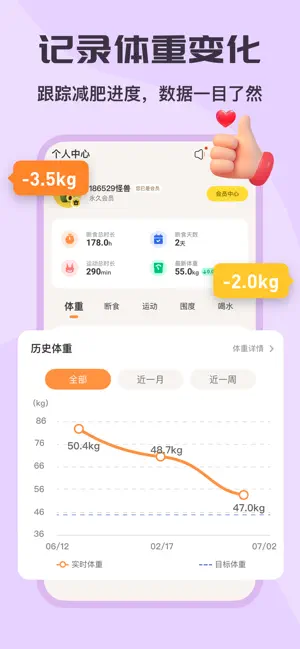 怪兽轻断食：自律饮食食谱，食物热量卡路里计算，间歇性断食追踪 iPhone screenshot 5
