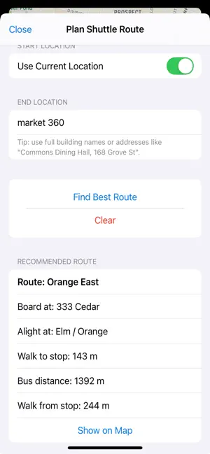 Yale Shuttle screenshot 2