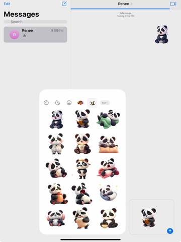 Sleepy Panda Stickers iPad screenshot