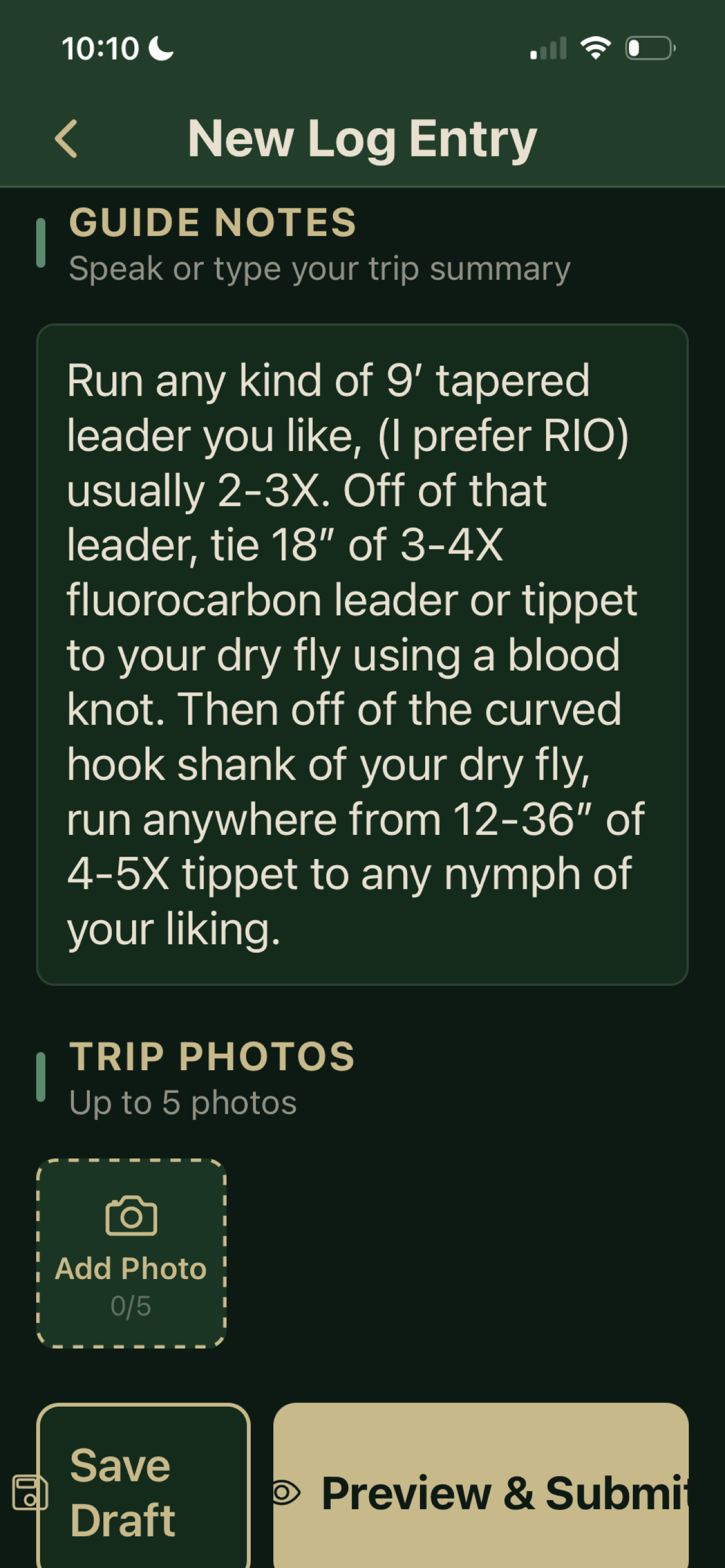 MFL Guide Log
