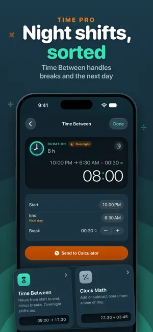 Time { + - x ÷ } Calculator screenshot 4