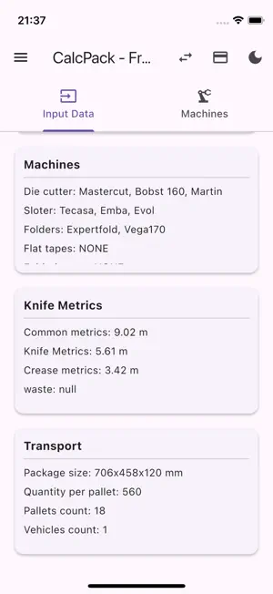 CalcPack calculating packaging screenshot 3
