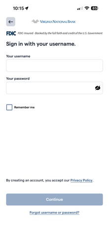 Virginia National Bank iPhone screenshot