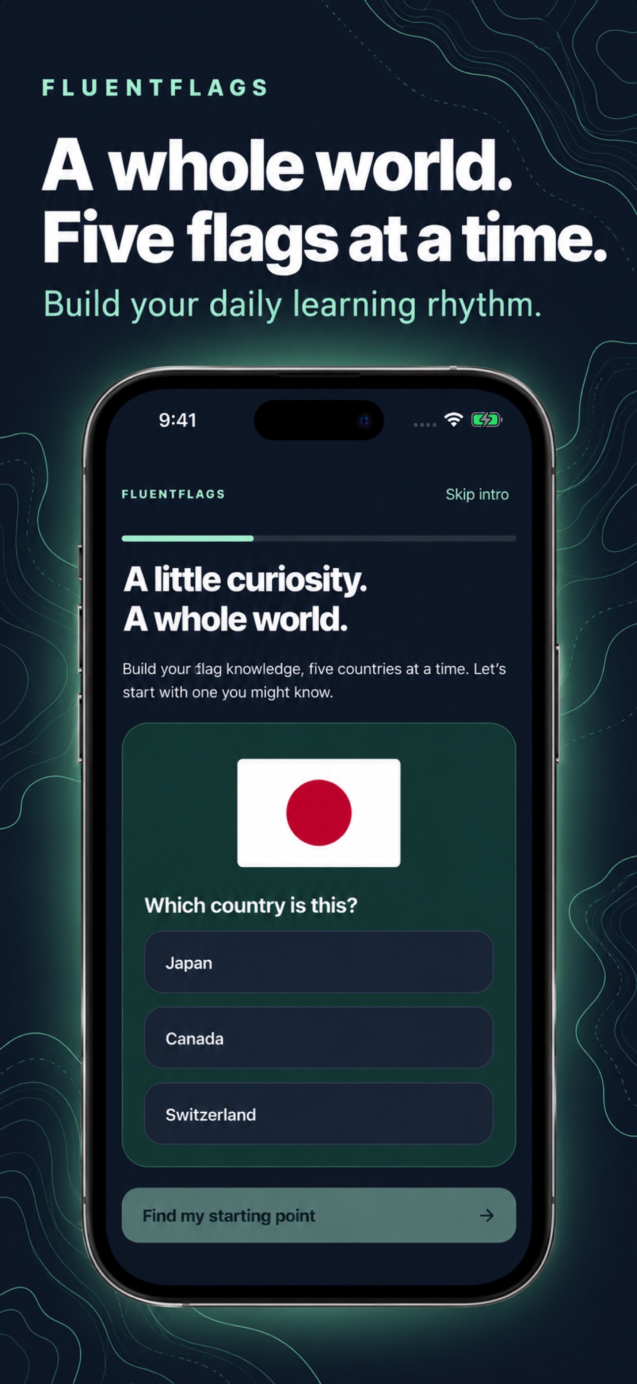 Screenshot 1 of Fluent Flags: Flag Quiz & Map