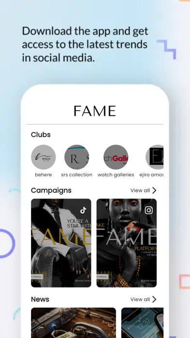 Fame Influencer app Screenshot