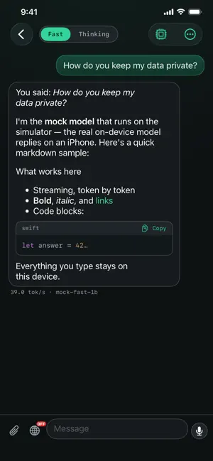 PrivacyLLM - On device AI screenshot 2