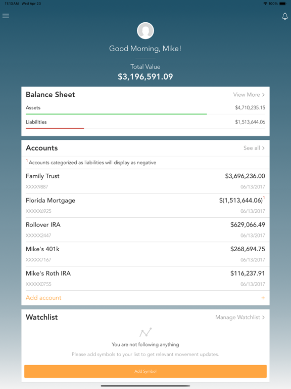 Seashore Wealth Management iPad screenshot 2 - Finance app