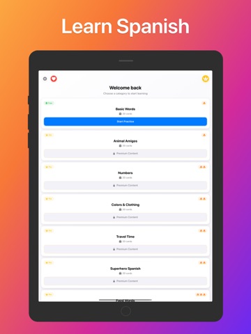 Spanish Flashcards: Learn Now iPad screenshot
