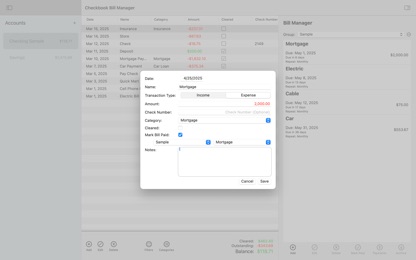 Checkbook Bill Manager screenshot 2