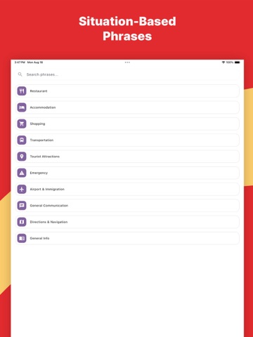 Spanish Phrasebook Travel iPad screenshot