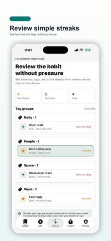 Tiny Gratitude Ledger のスクリーンショット
