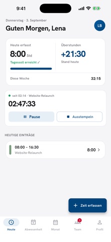 WorkTime for Nextcloud — Screenshot 1