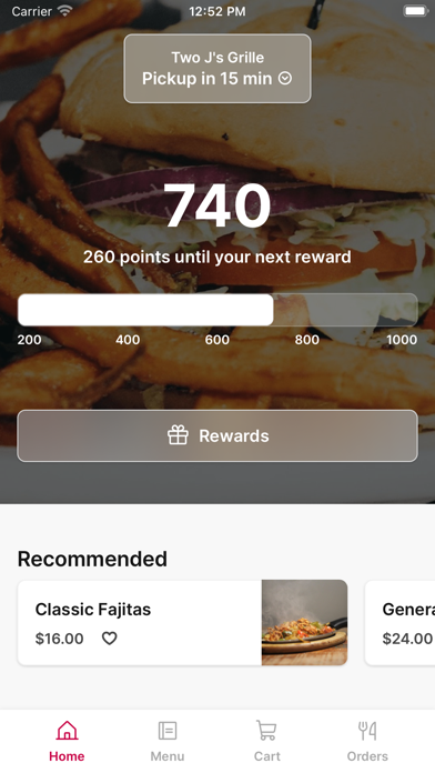 Two J's Grille iPhone screenshot 1 - Food & Drink app