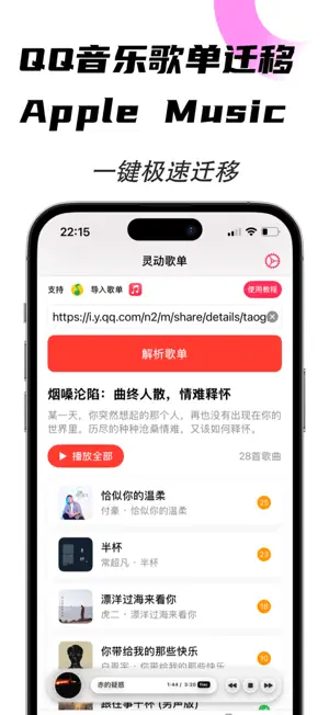 灵动歌单 - 桌面歌词&歌单一键迁移专属音乐播放 screenshot 1