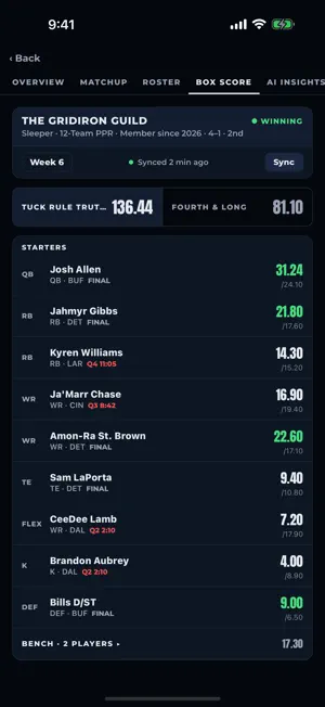 My Fantasy Scores screenshot 3
