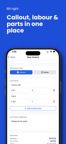 Plumber Invoices & Quotes iPhone screenshot