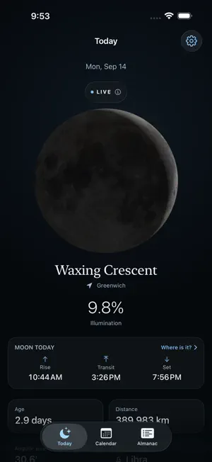 Lunar: Moon Phase & Widgets screenshot 1