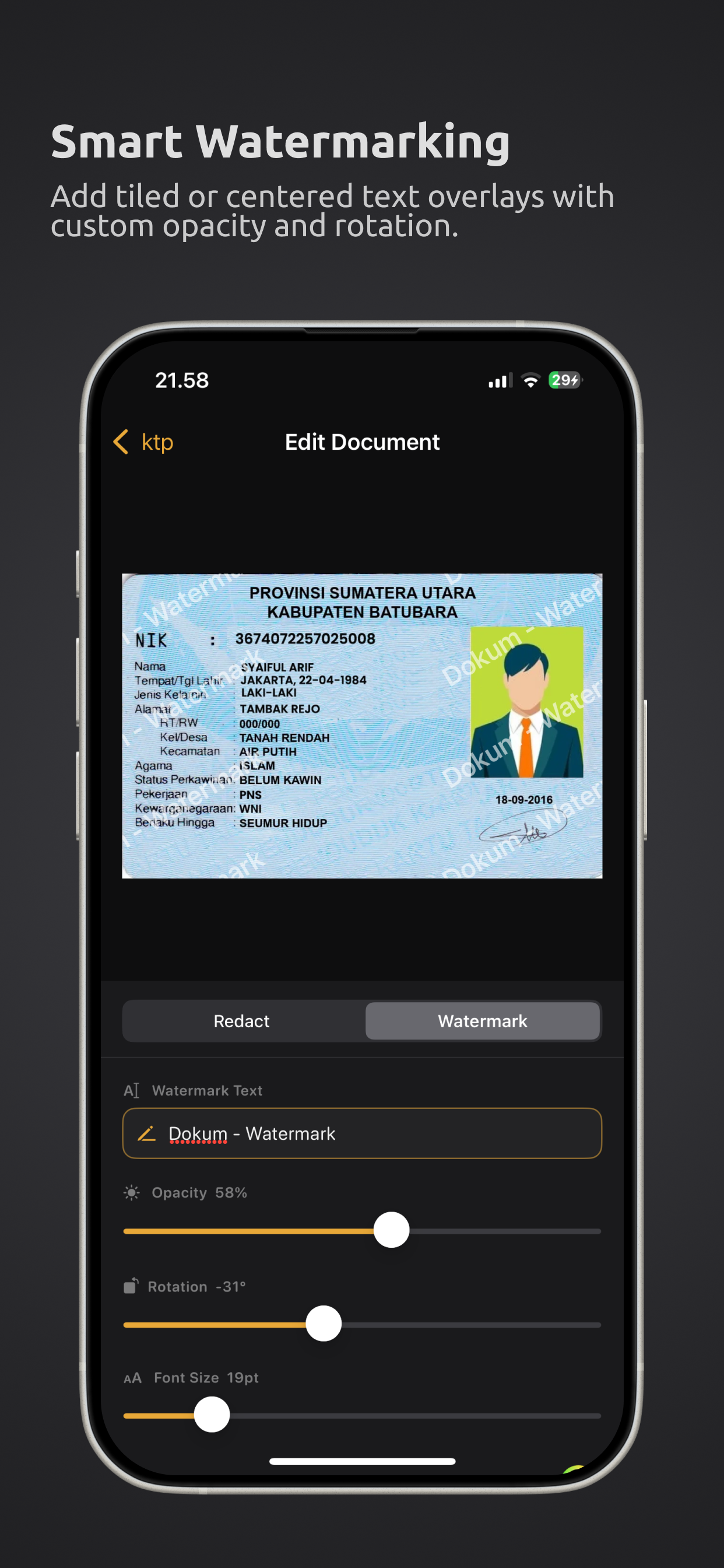 Dokum: Watermark & Redact ID