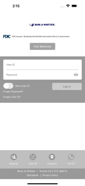 Bank of Whittier Mobile screenshot 1