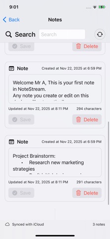 NoteStream iPhone screenshot