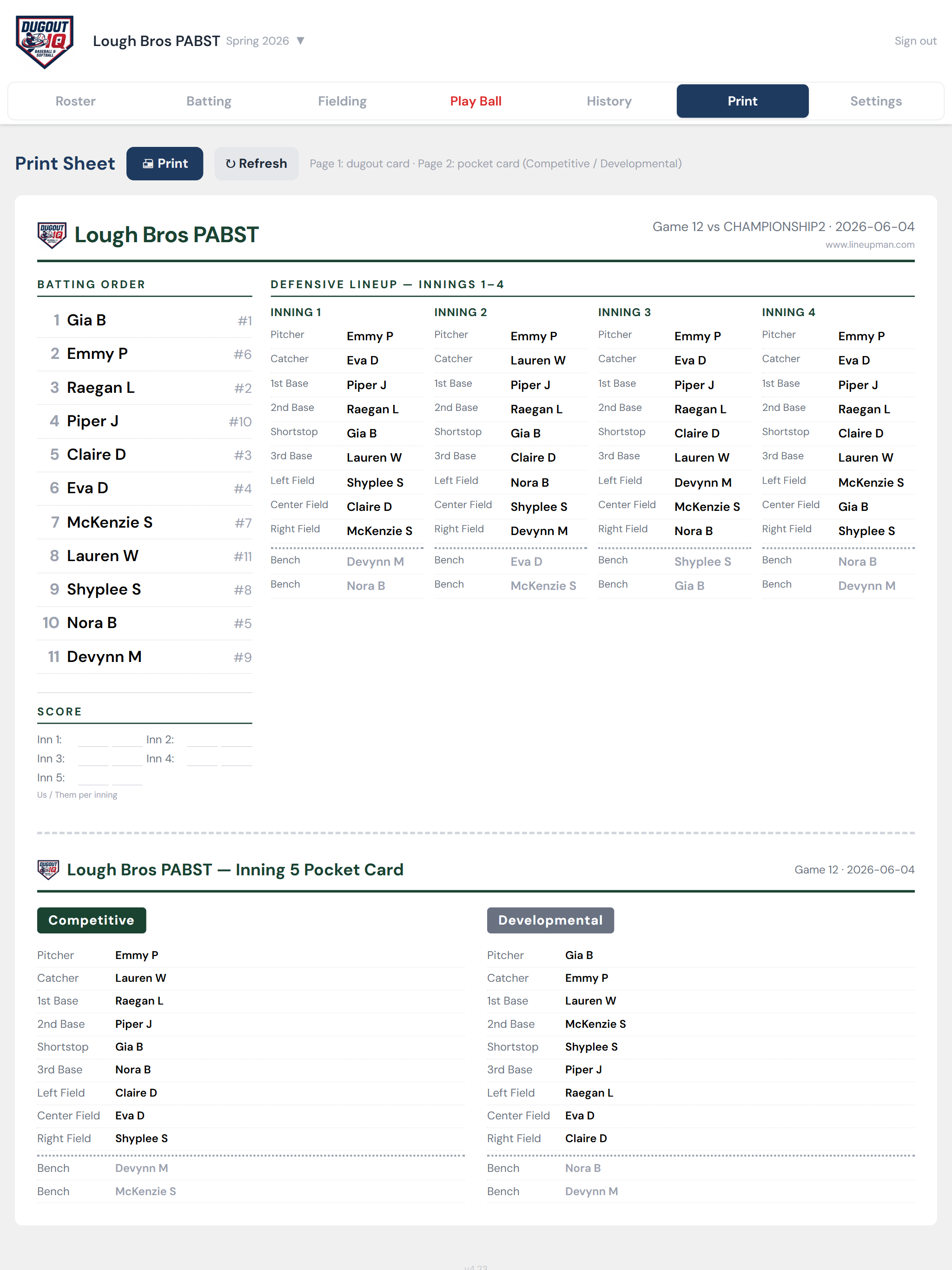 Dugout IQ - Lineup Manager screenshot 10