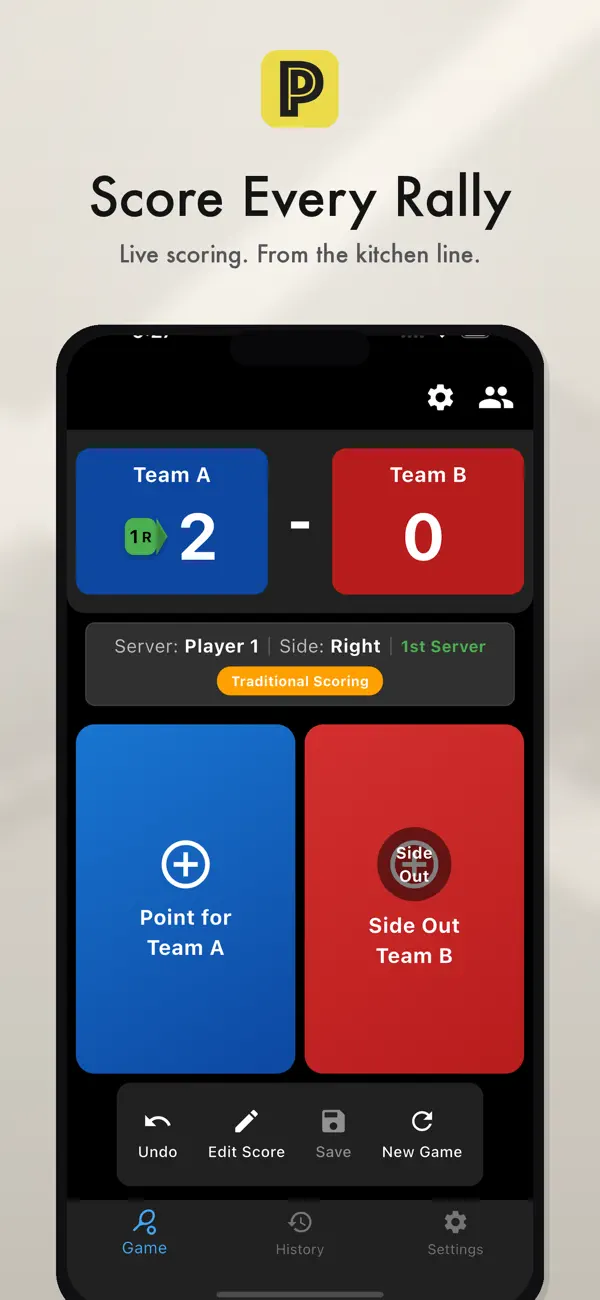 Pickleball Pro Scorekeeper Screenshot 1