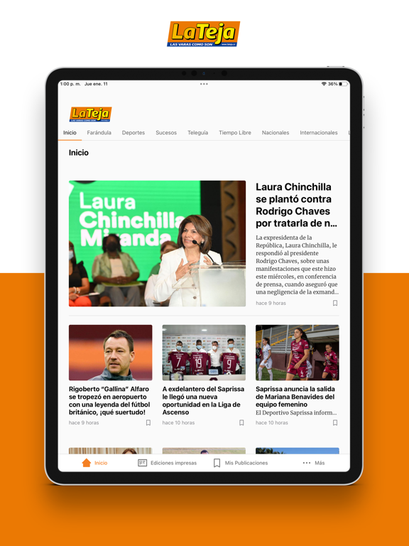 La Teja Costa Rica iPad screenshot 1 - News app