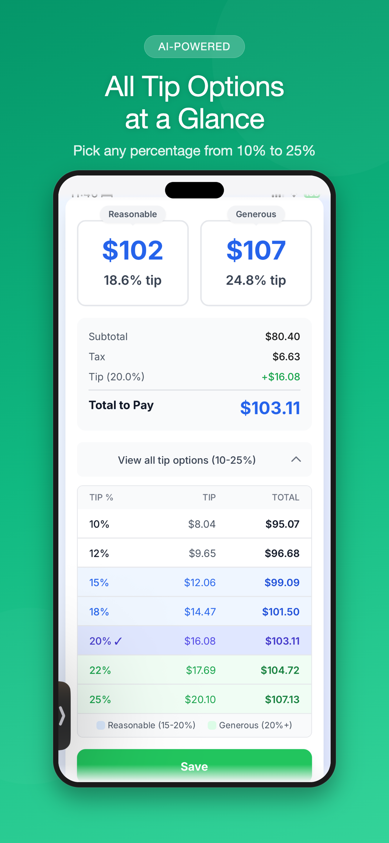 Gratiq - AI Tip Calculator screenshot 4
