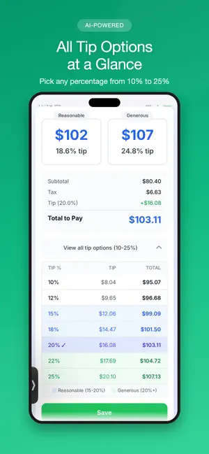 Gratiq - AI Tip Calculator screenshot 4