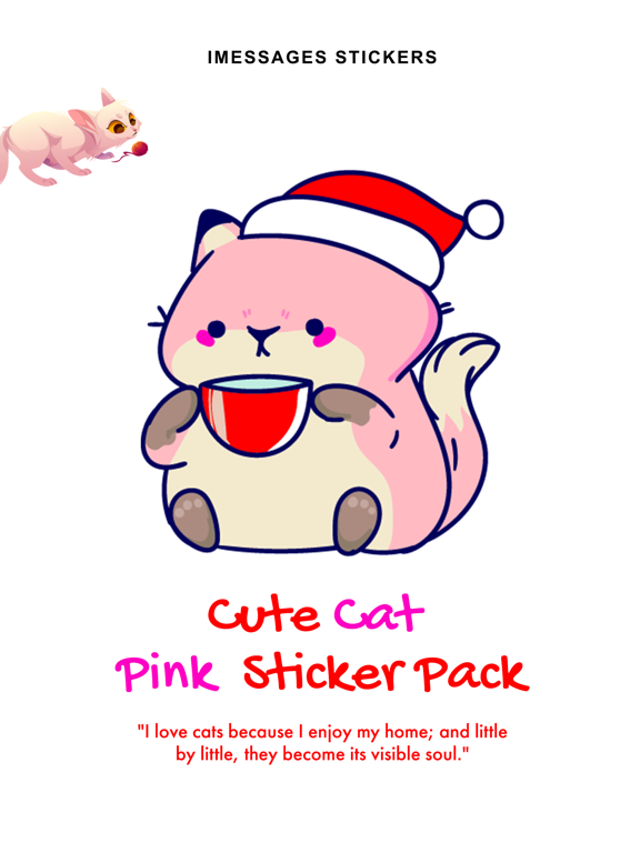 Screenshot #4 pour Cute Cat Pink Stickers Pack