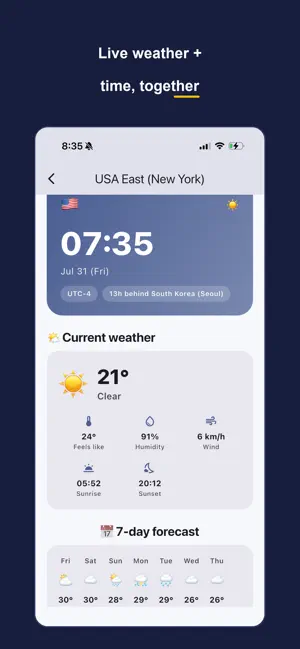 World Clock - Time & Weather screenshot 1