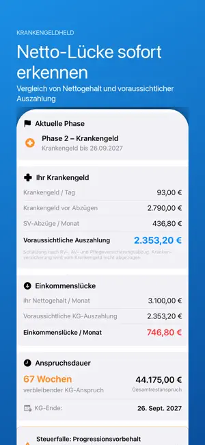 KrankengeldHeld – Rechner screenshot 2