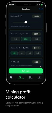 BTC Mining Profit Calculator Screenshot 2 of 6