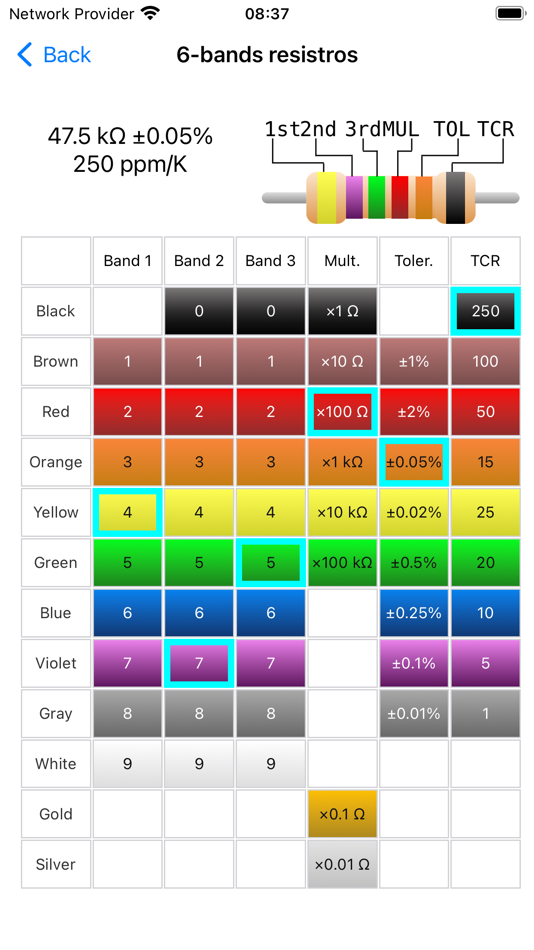 #3. Resistor color codes calc (iOS) De: ALG Software Lab
