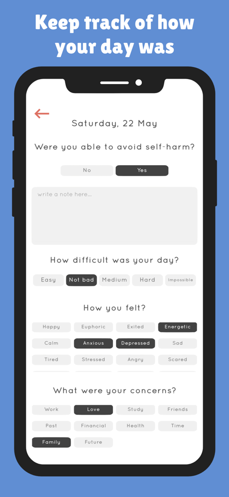 Calm Urge: Self Harm Tracker screenshot 1