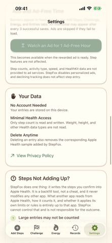 StepFox iPhone screenshot